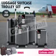 Lightweight Luggage Suitcase Trolley Set 4PCS Travel Storage Case Organiser Grey