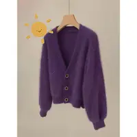 在飛比找ETMall東森購物網優惠-紫色浣熊絨毛衣加厚冷淡系外套