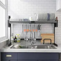 在飛比找Yahoo!奇摩拍賣優惠-✨廚房收納神器✨瀝水架 廚房置物架 跨海大橋 304不鏽鋼 