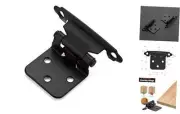 Pack 30 Pairs 1/2'' Overlay Cabinet Hinges Semi-Concealed Cupboard 60 Black