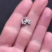 BULK 50 Love Charms Antique Silver Tone - SC291