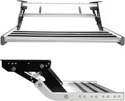 Aluminum Alloy Non-Slip Caravan Wagon Step with Light Manual Pull Out Single Step Caravan Step for RV Modification(Single Step Manual)