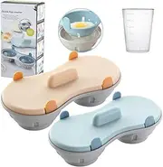 2 Pack Microwave Egg Poacher, Poached Egg Cooker with Measure Cup, Dishwasher Safe BPA Free, Egg Maker Poached Egg Steamer Kitchen Gadget Mother Day Gift Blue+Orange