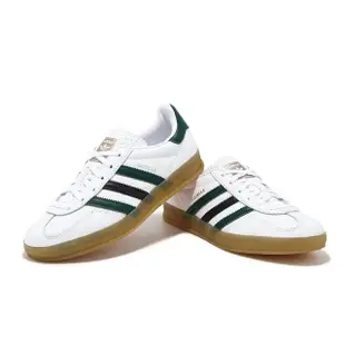 【adidas 愛迪達】休閒鞋 Gazelle Indoor W 女鞋 雲白 學院綠 膠底 小白鞋 愛迪達(IE2957)