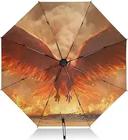 [PDZRMY] Phoenix Flame Fly UV Protection Travel Umbrella Compact for Rain and Sun - Auto Open and Close UPF 50+ Windproof Portable 46” Sun Umbrella for Women and Men