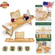 Luxurious Bamboo Bath Caddy & Breakfast Tray - Waterproof, Adjustable & Elegant