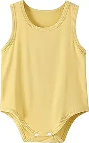 [Generic] Baby Vest Triangle Bag Fart Clothing Summer Ultra Thin Belly Underwear Baby Children One Sleeping Clothes Solid Color Multi Color Multi Bodysuit Long Sleeve Girls (Yellow, 0-3 Months)