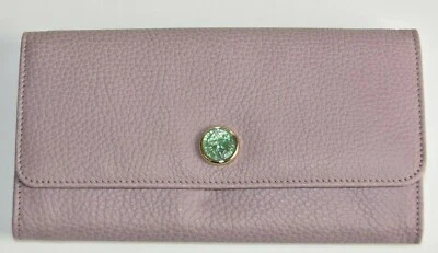 $690 NEW Box BVLGARI Large Long Wallet Calf Caviar Leather Boreal Pink Lilac
