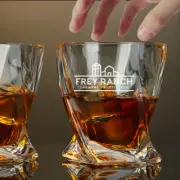 Custom Engraved Frey Ranch Whiskey Glass – 10 oz Twisted Rocks Glass