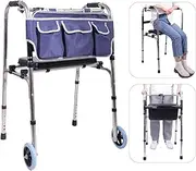 Rolling Walker for Seniors, with Seat and 2 Wheels and Bag, Adjustable, Lightweight, Compact, Walker Storage Bag, Blue