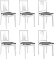 Dining Chair, Kitchen Chair Lounge Chair Accent Seat Dining Chairs with Cushions 6 pcs White Solid Wood
