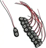 SHINEOFI 50pcs I Type Battery Clip Connector with Cable Black Durable Design for DIY Projects and Electronics