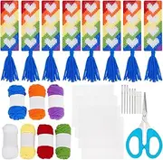 FREEBLOSS 8set Plastic Canvas Bookmark Kit Love Motif Plastic Canvas Plastic Canvas Cross Stitch Plastic Canvas Embroidery Kits Mesh Plastic Canvas Kit with Instructions