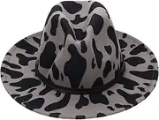 [FOMIYES] Woolen Jazz Cap Women Hats and Caps Large Vintage Wide Hat Felt Fedora Hats for Women Wool Hat with Cow Wool Floppy Ladies Hats Vintage Woolen Hat Adult Decor Woolen Material Grey