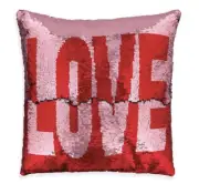 LOVE Sequined Mermaid Pillow 16 x 16 NWT Red Pink Two toned Valentine or Anytime