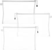 3 X Document Pouch Bag Toy Storage Bag Extra Large Clear Zipper Bags, Multipurpose Nylon Pouch for School Supplies, Puzzles & Games Organizing Storage