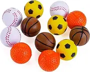 Chiwava 12 Pack 1.6 Inch Soft Rubber Foam Cat Toy Ball Sponge Sport Balls Kitten Interactive Toy Assorted Color