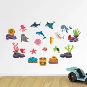 Underwater Wonders: Ocean Animal Fabric Wall Decal Collection