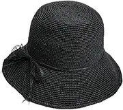 [N\\A] Ladies Bow Crochet Sun hat Summer Outdoor Sun Protection Big Brim Foldable Beach Straw hat
