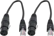 VGOL 2PCS 3 Pin XLR Female to RJ45 Male ?Converter Cable Length 31.5cm for Extension and Signal Transmission for Speaker Mixers Sound Black
