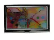 Metal Business Card Case, Credit Card Holder, Abstract Art, Multicolored