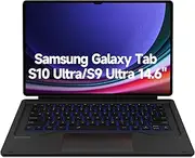 [Dexnor] for Samsung Galaxy Tab S10 Ultra/S9 Ultra Case with Keyboard 14.6 Inch Magnetic Detachable Book Cover Style Keyboard Multi-Touch Trackpad Backlit Wireless Keyboard Case S Pen Holder - Black