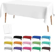 Slergut White Tablecloth, Table Cloth Rectangle Table White Plastic Tablecloth Disposable 2 Pcs Plastic Tables Cloths for Parties 54x108 Inch Tables Cover for Birthday Wedding Dinner Decor