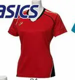 端午特價 ASICS 亞瑟士 女 排球上衣 短袖 運動上衣 印花T恤 吸濕 排汗 速乾 XW6223-24 紅【陽光樂活】