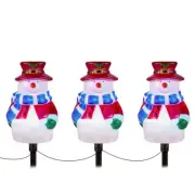 Brightown Set Of 3 Christmas Pathway Lights Colorful Led 18in Snowmen