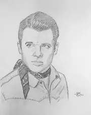 AUDIE MURPHY PENCIL DRAWING 11X14 AUDIE MURPHY ORIGINAL PORTRAIT SKETCH
