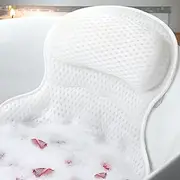 JiaoZoum Bath Pillow Bathtub Pillow, Luxury Bath Pillows for Tub Neck Head and Back Support, Soft 4D Mesh Fabric Bath Tub Pillow with Non-Slip Suction Cups,Relaxing Spa Accessories Gifts