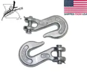 3/8" Clevis Grab Hooks Set of 2 Steel 5,400lbs Forged Galvanized Chain Ends 0.51