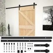 vidaXL Natural Solid Pine Wood Sliding Door- Durable with Powder-Coated Steel Hardware Set, Customize Friendly Surface, Ideal for Home Security- Size 90x210 cm