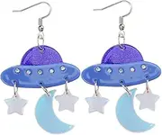Yardenfun 1 Pair Alien Earrings Dangle Earrings for Women Earrings Dangling Earrings for Women Trendy Spaceship Dangle Drop Earrings Moon Pendant Drop Dangle Earrings Acrylic