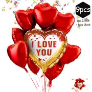 9PCS I LOVE YOU Red Heart Foil Balloon Set Party Supplies Valentine's Day