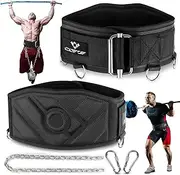 3-in-1 Weighted Pull Up Belt, Weight Lifting Dip Belt with 40.6 IN Chain & Self Locking, Weighted Gym Belt for Pull Up, Squat, Powerlifting & Deadlift, Capacity Up to 350 LBS(Black Size M)