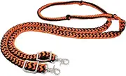 Roping Knotted Horse Tack Western Barrel Reins Nylon Braided Orange Black 60712