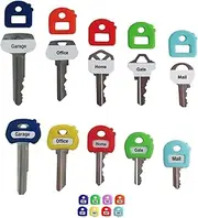 Key Caps Tags - Stretchy All-in-One Key Cover & Tags - ONE Size FITS Most Keys - 8 Pack Multicolor - Includes Blank Labels and Printed Labels - Key Covers N