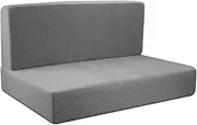 Labymos RV Dinette Cushion Covers, Stretchable Loveseat Sofa Furniture Protector, Camper Cushion Slipcovers Including 1 Backrest Cover and 1 Bench Cover (Light Grey, Plus Size)