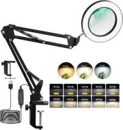 CHENBEN 10X Magnifying Glass with Light Dimmable LED Desk Lamp with Remote Co...