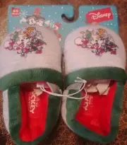 DISNEY- MICKY CHRISTMAS BABY SLIPPERS 6/9 MONTH NEW!!
