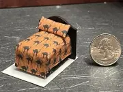 Dollhouse Miniature Bed Orange Q 1:48 Quarter inch scale 1/4 F210 Dollys Gallery