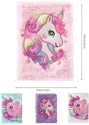 Fluffy Plush Notebook Cute Diary Book Notepad Travel Journal Book for Students (purple)