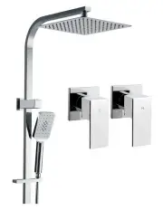 [Cefito] 10 Inch Handheld Square High Pressure Rain Shower Head Set Twin Taps in Chrome