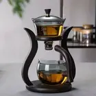 Glassware Semi Automatic Drip Teapot Set Magnetic Switch Teapot Office