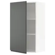 METOD wall cabinet with shelves, white/Voxtorp dark grey, 60x37x100 cm