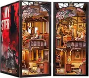 [CUTEBEE] DIY Book Nook Kit, 3D Wooden Puzzle Booknook DIY Miniature Dollhouse Kit DIY Bookends Bookshelf Decor DIY Kits for Gift Mini House Book Nook Kits for Adults