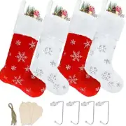 fegwave Christmas Stockings Set of 4 Pack, Red and White Stockings Christmas ...