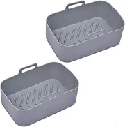 Taicols Silicone Pot for Ninjas Dual Air Fryer, 2 Pcs Silicone Air Fryer Basket, Silicone Air Fryer Liners Double Air Fryer, Air Fryer Rack Accessories for Air Fryer, Oven, and Microwave(2 pcs-Gray)
