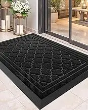 Color&Geometry Front Door Rug for Entryway to Catch Dirty, Outside Door Mats for Entry Heavy Duty Non Slip, Front Door Mat for Welcome, Indoor Outdoor Rugs for Large Single/Double Door, Black 24"X47"